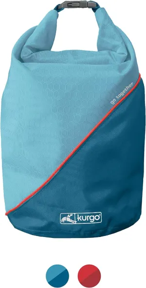Kurgo Kibble Carrier for Dogs, Dog Food Travel Bag, Pet Travel Food Storage Container, Dog Accessories for Camping, BPA Free, Foldable, Holds 5 Pounds, Coastal Blue