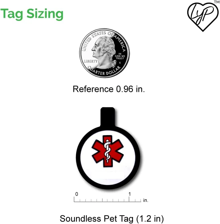 LYP Silicone Dog ID Tag, Medical Alert, 1.2 inch, Bone Shape, Deep Engraved, Non-Toxic, Eco-Friendly, US