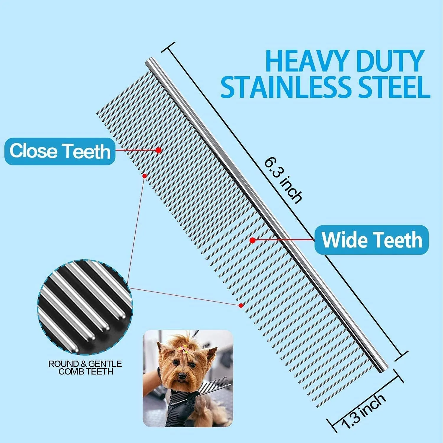 Maxshop Dog Grooming Scissors with Safety Round Tips, Heavy Duty Titanium Pet Grooming Trimmer Kit, Professional Thinning Shears, Curved Scissors with Comb for Dogs and Cats (Set of 3)