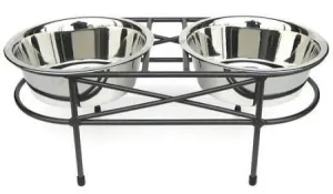 Mesh Elevated Double Dog Bowl - Large-White