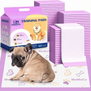 MoMoCo Puppy Pads 22 x 22 - 60 Count Disposable Dog Pee Pads, Super Absorbent & Leakproof Quick Drying Puppy Training Pads for Dogs (Lavender Purple)