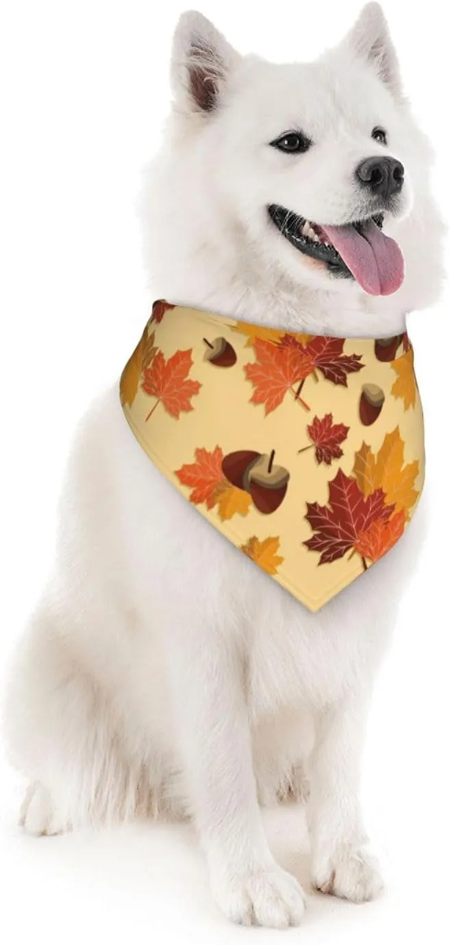 Multicolor Geometric Fall Dog Kerchief Bandana, One Size, Polyester, Tie Closure, Hand Wash Gently