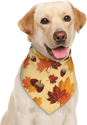 Multicolor Geometric Fall Dog Kerchief Bandana, One Size, Polyester, Tie Closure, Hand Wash Gently