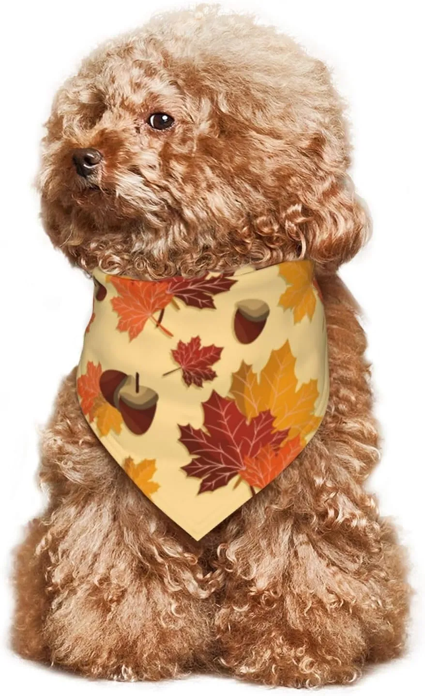 Multicolor Geometric Fall Dog Kerchief Bandana, One Size, Polyester, Tie Closure, Hand Wash Gently