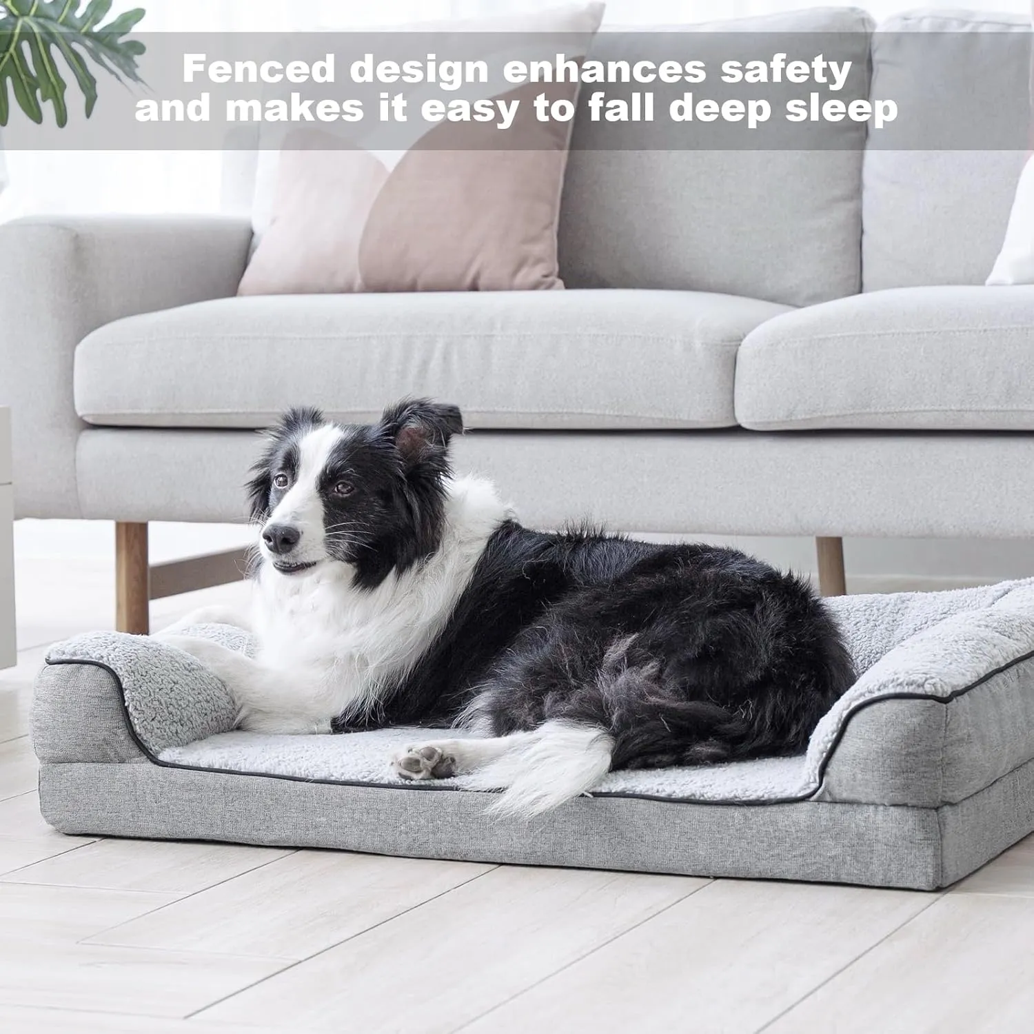 Orthopedic Dog Bed, Bolster Couch for Large Dogs, Removable Washable Cover Pet Bed, Foam Nonskid Dog Mat