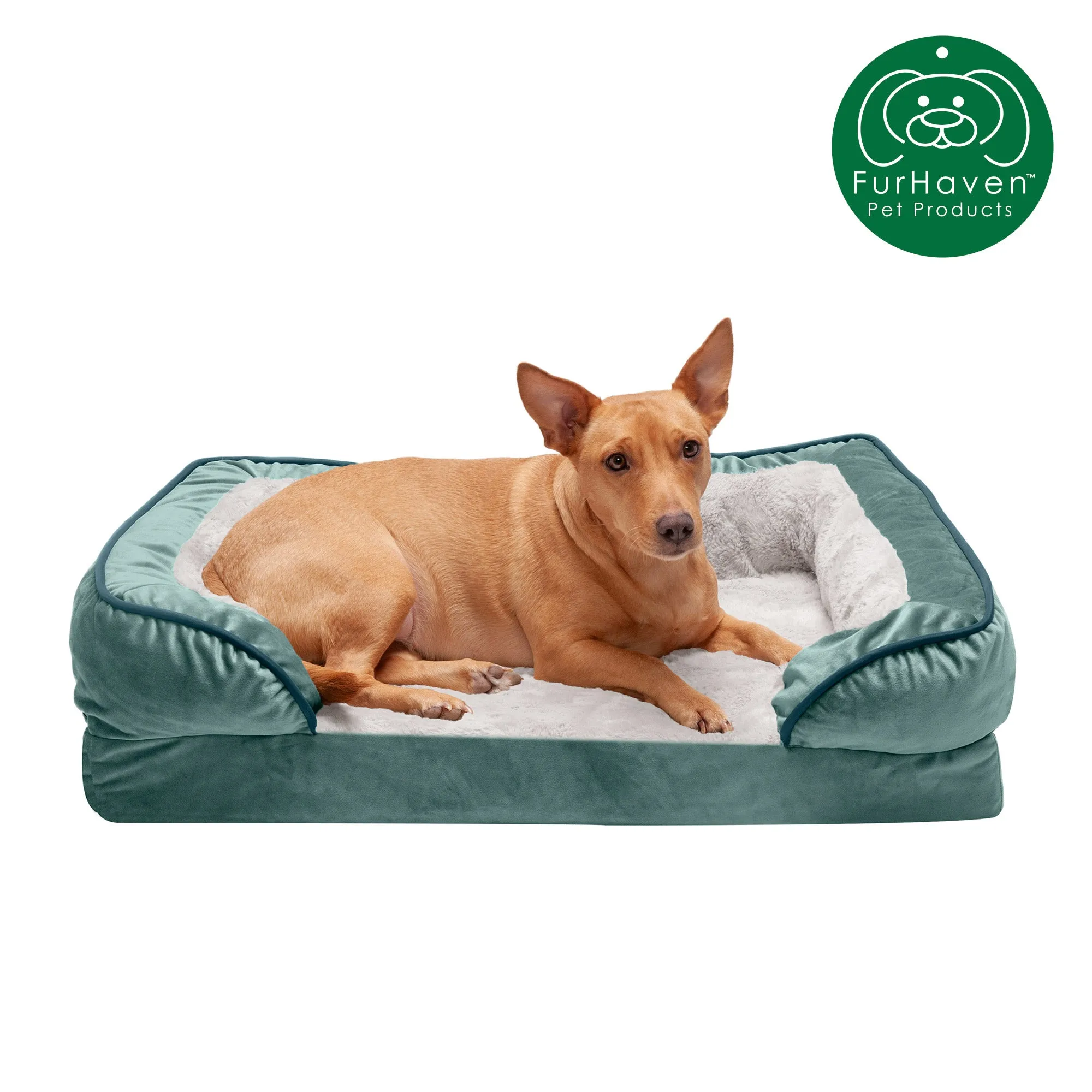 Orthopedic Perfect Comfort Velvet Waves Sofa-Style Pet Bed