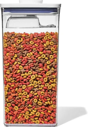 OXO Good Grips Pet POP Container  6.0 Qt/5.7 L with Half Scoop |Ideal for up to 6.5lbs of Dog Food or 4.5lbs of Cat Food | Airtight Dog and Cat Food Storage Container | BPA Free, Clear