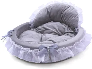 pawstrip Pink Dog Bed Washable Princess Cat Couch Soft Plush Pet Sofa Nest Mat Snuggle Kitten Puppy Cave Beds Cute Cozy Kitten Doggy Kennel Cushion Small Medium Dogs Cats Sleeping Pad
