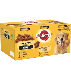 Pedigree - Chunks in Gravy Wet Dog Food Tins - 6 x 400g
