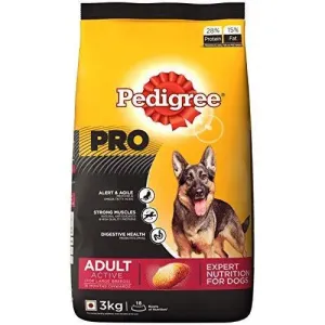 Pedigree Pro Expert Nutrition Dry Food for Active Adult Dogs, Chicken, 3 kg