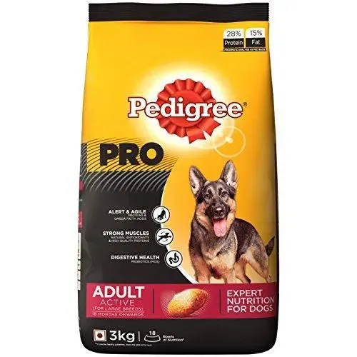 Pedigree Pro Expert Nutrition Dry Food for Active Adult Dogs, Chicken, 3 kg