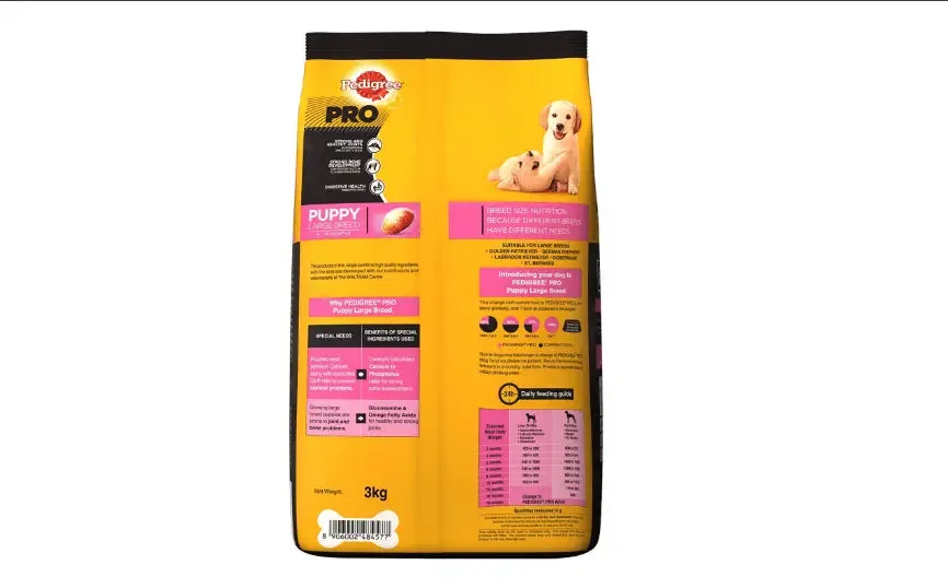 Pedigree Pro Expert Nutrition Dry Food for Large Breed Puppy Dogs, 3 kg