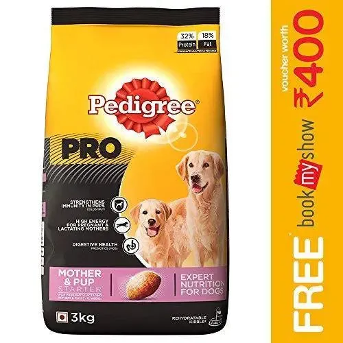 Pedigree Pro Expert Nutrition Dry Food, Starter Mother and Pup for Dogs, Chicken, 3 kg