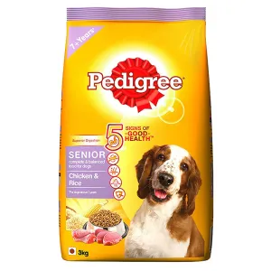Pedigree Senior (7 Yrs ) Chicken & Rice, Dry Dog Food, 3 kg