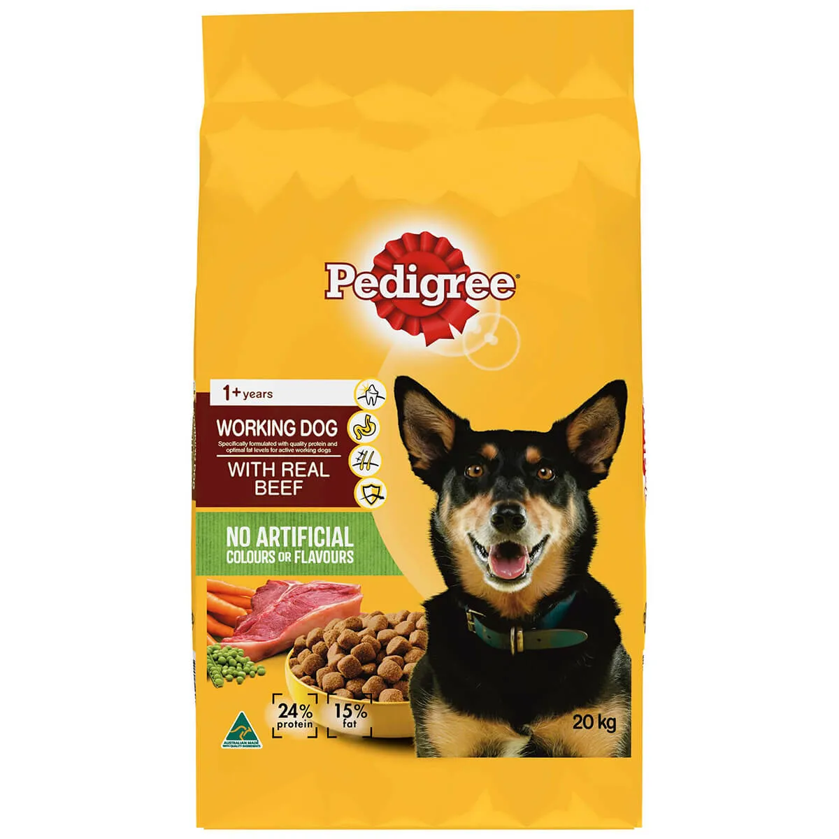 Pedigree Working Dog Real Beef Dry Dog Food 20kg