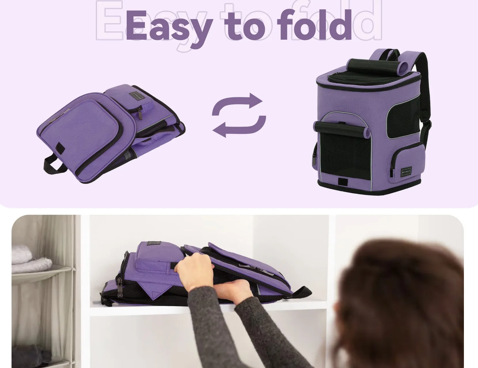 PETSFIT Pet Carrier Backpack with Upgraded Waist Protection Fully Ventilated Collapsible