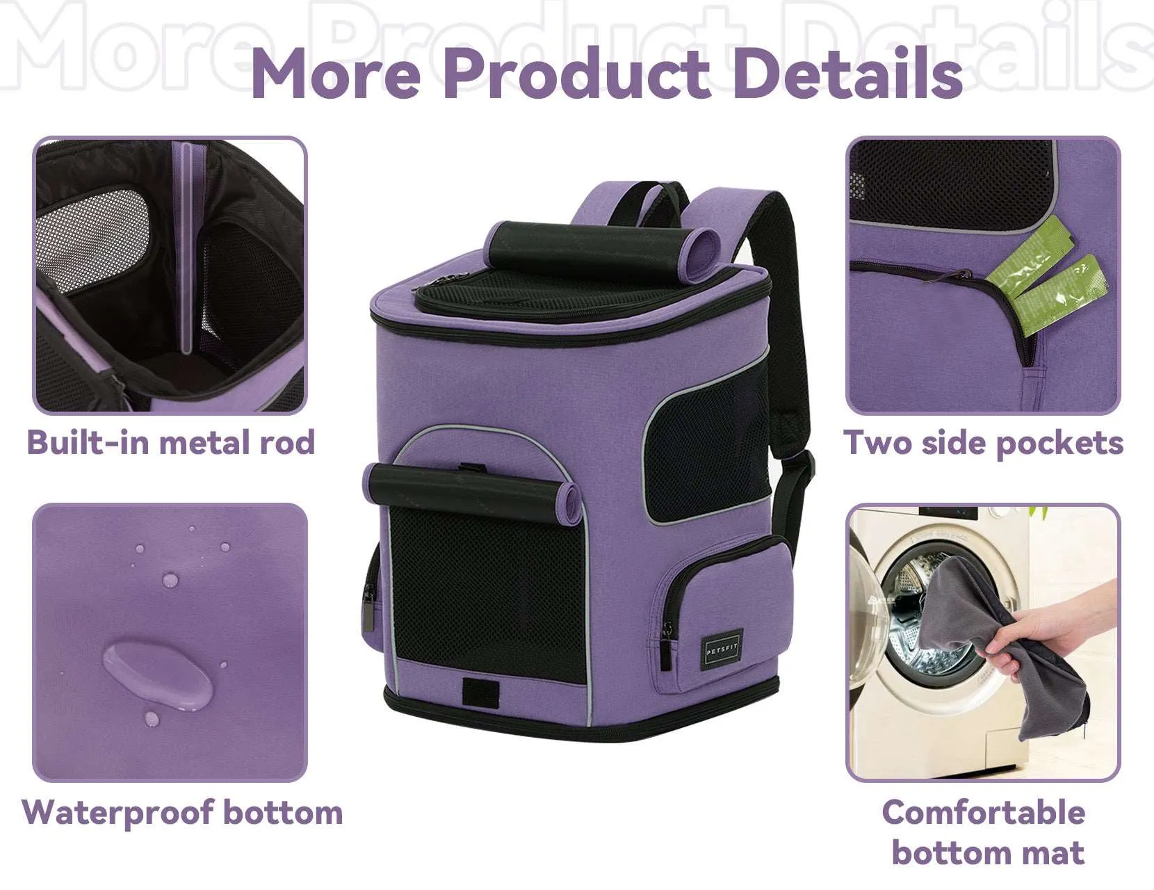 PETSFIT Pet Carrier Backpack with Upgraded Waist Protection Fully Ventilated Collapsible