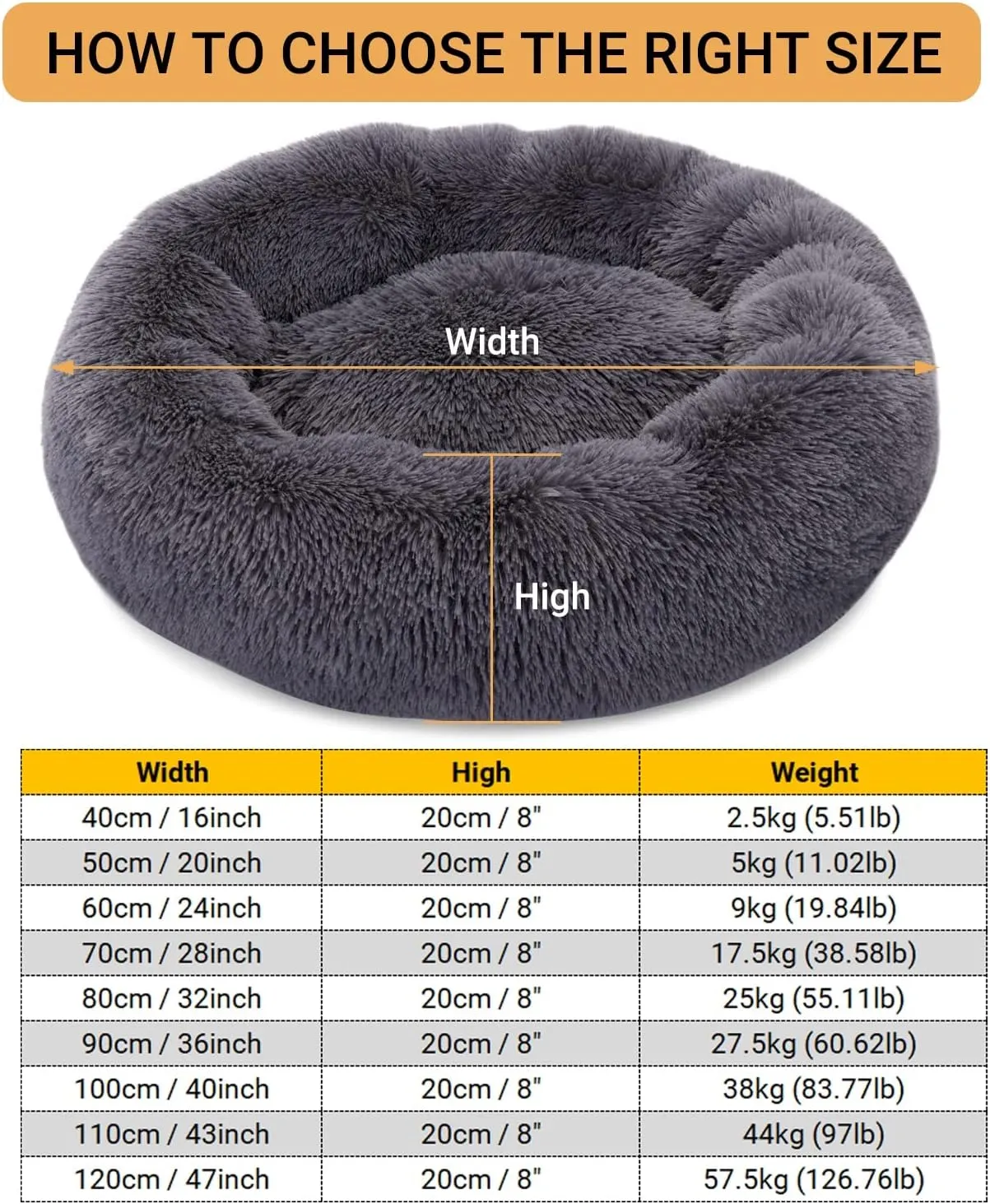 Plush Donut Calming Cat Dog Bed, Extra Large Anti Anxiety Round Fluffy Big Pet Bed, Washable Self Warming Soft Durable Cute XXL Puppy Beds for Large Medium Small Dogs,Red,60cm/24in