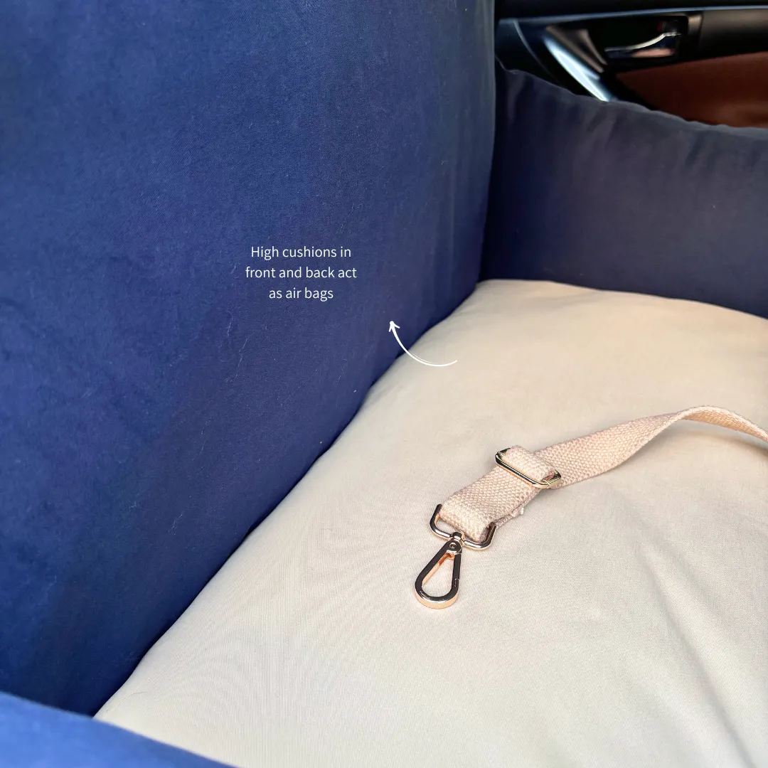 PoochMate Dog Travel Bed Large : Navy & Beige