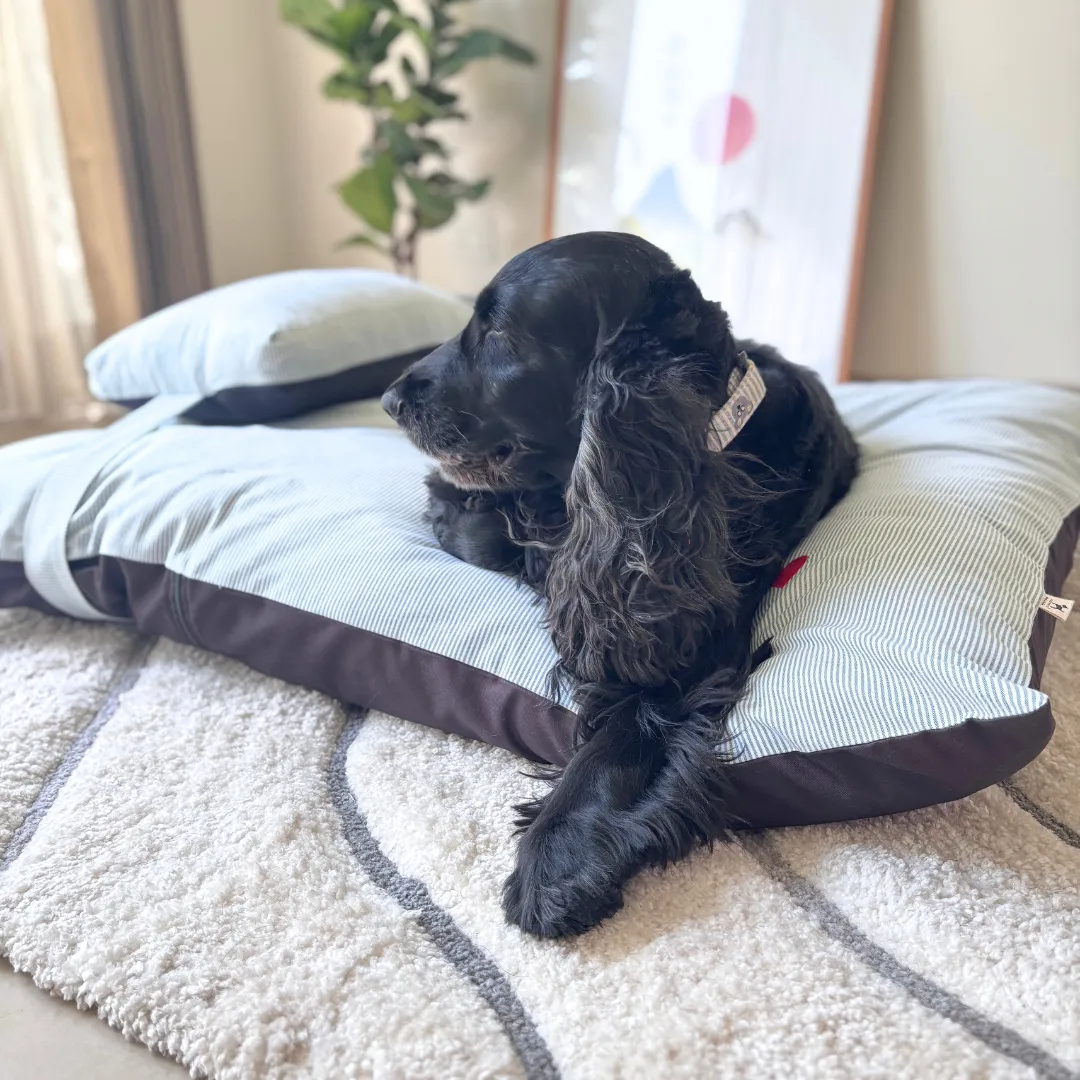 PoochMate Green Stripe Cotton Flat Dog Bed