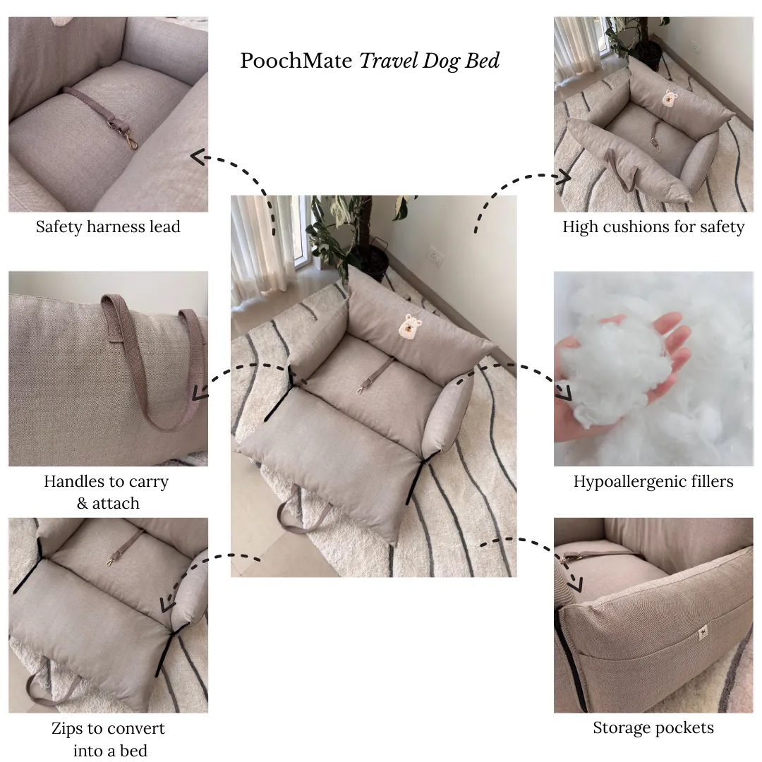 PoochMate Travel Bed for Medium Dogs : Sandstone Beige