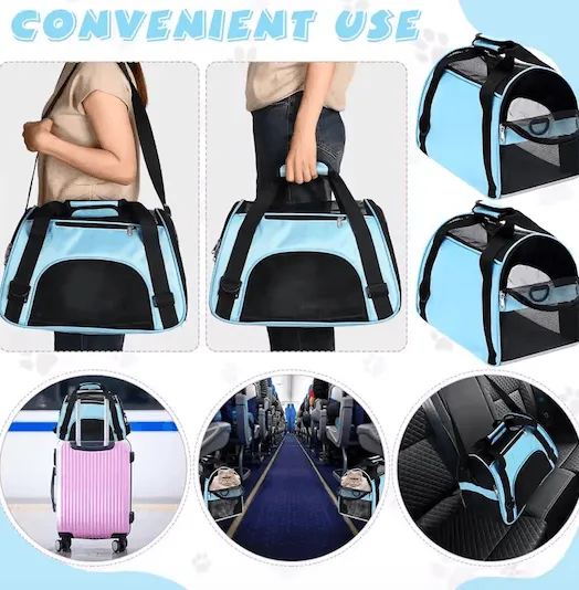 Portable Cat & Dog Carrier Bag - Breathable Mesh Travel Handbag for Pets