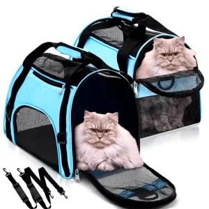 Portable Cat & Dog Carrier Bag - Breathable Mesh Travel Handbag for Pets