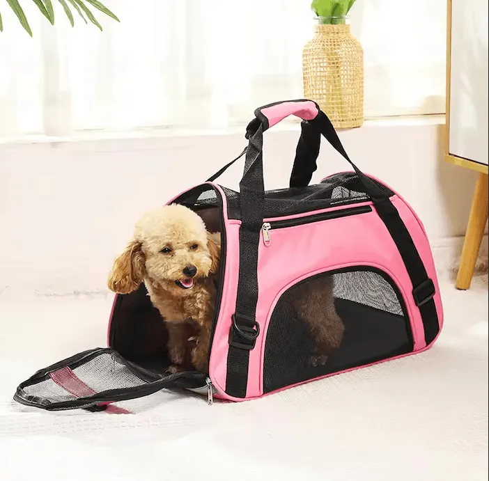 Portable Cat & Dog Carrier Bag - Breathable Mesh Travel Handbag for Pets