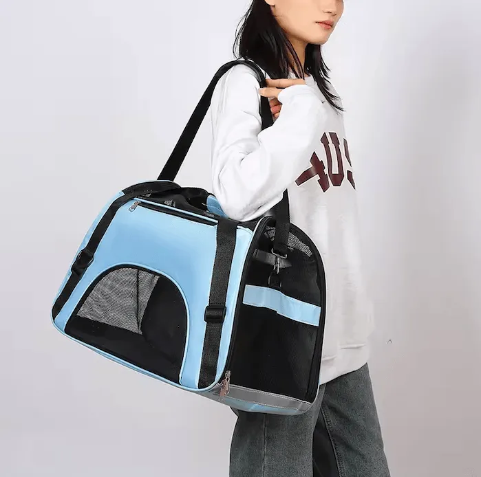 Portable Cat & Dog Carrier Bag - Breathable Mesh Travel Handbag for Pets