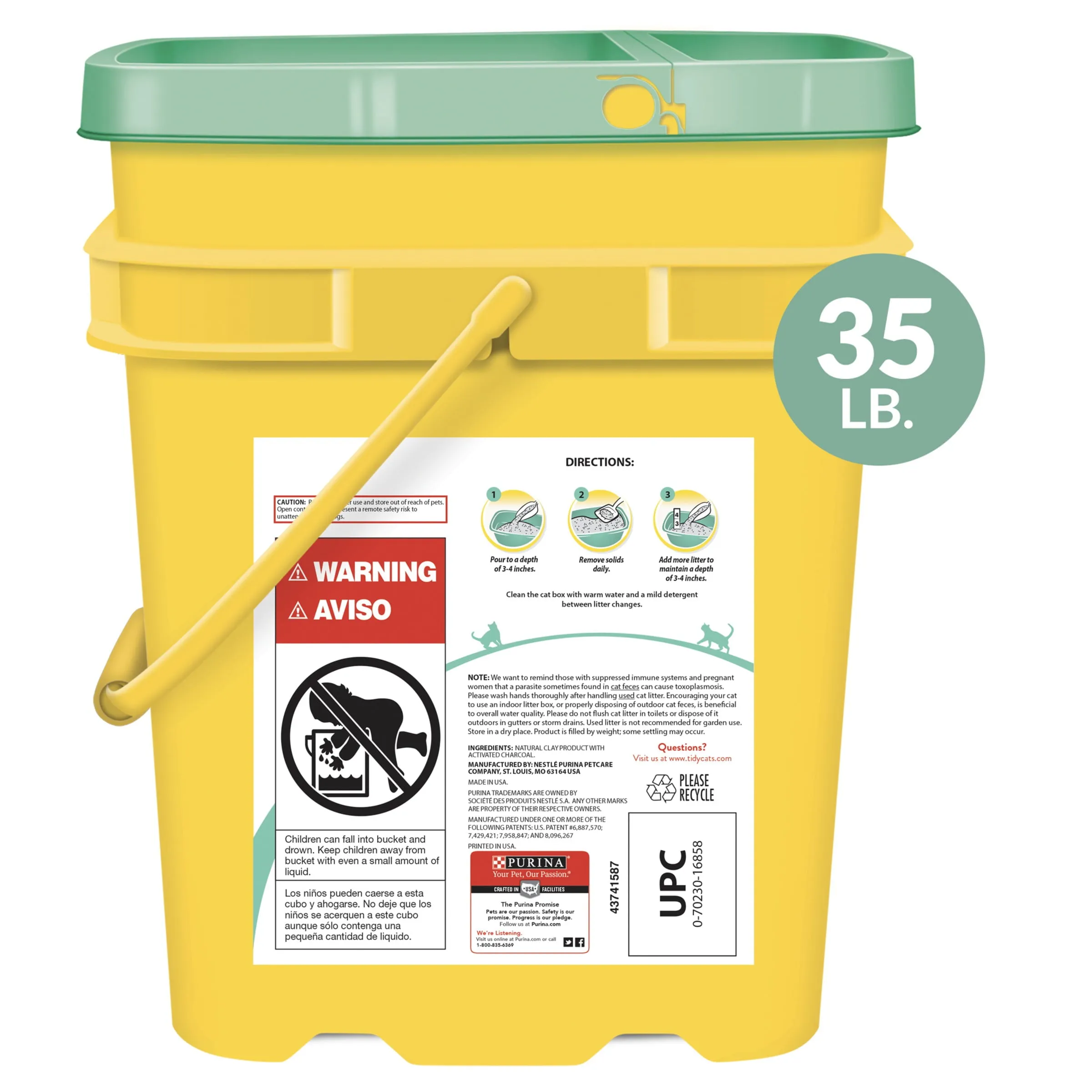Purina Tidy Cats Clumping Cat Litter, Free & Clean Unscented Multi Cat Litter, 35 lb. Pail