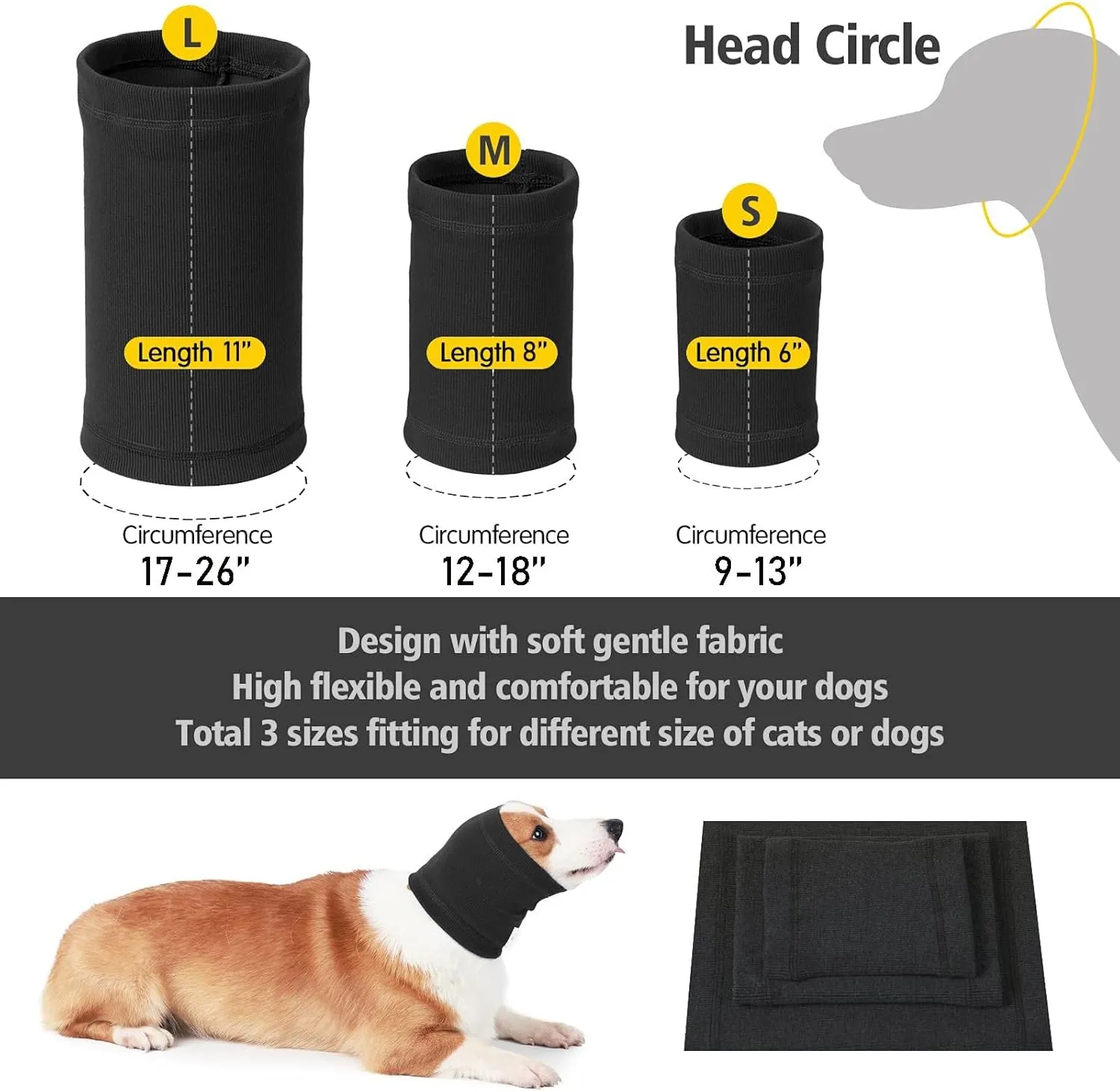 Quiet Ears for Dogs Hats Hoodies Dog's Ear Muffs Headband Noise Ear Protection for Dogs,Black M