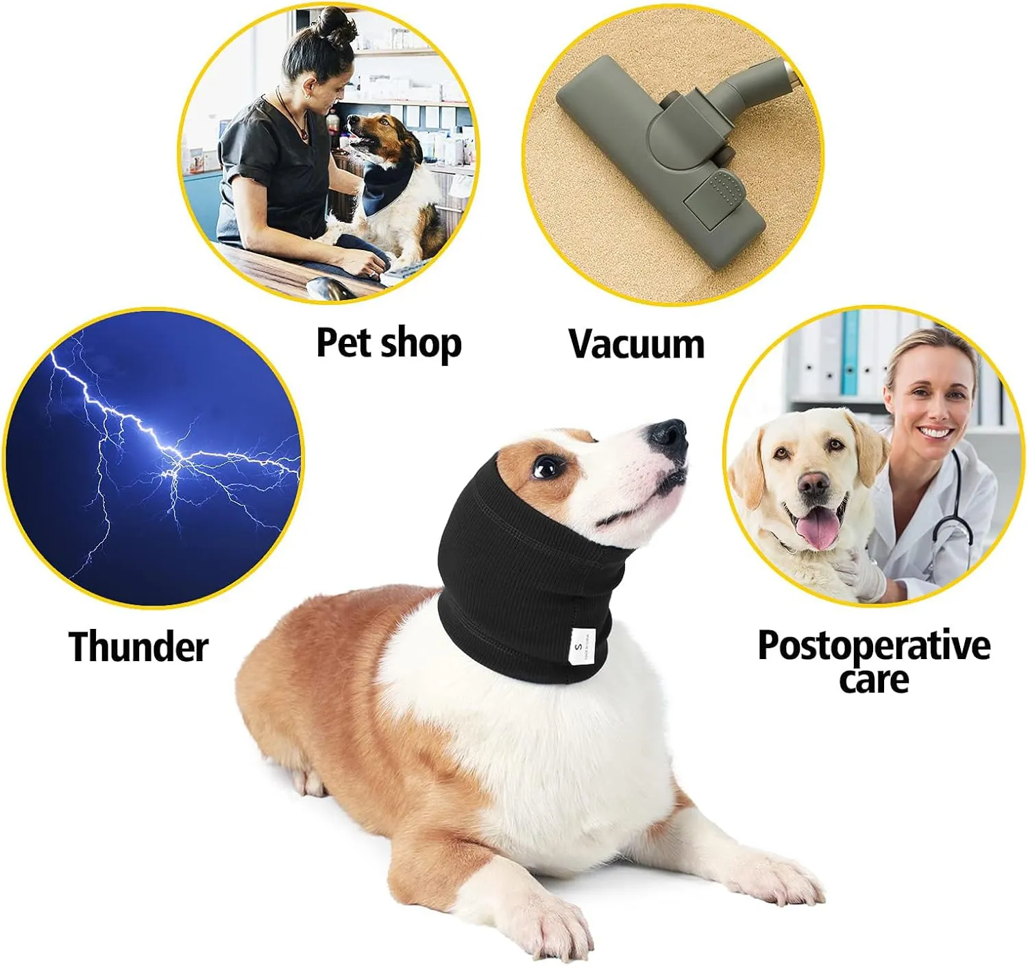 Quiet Ears for Dogs Hats Hoodies Dog's Ear Muffs Headband Noise Ear Protection for Dogs,Black M