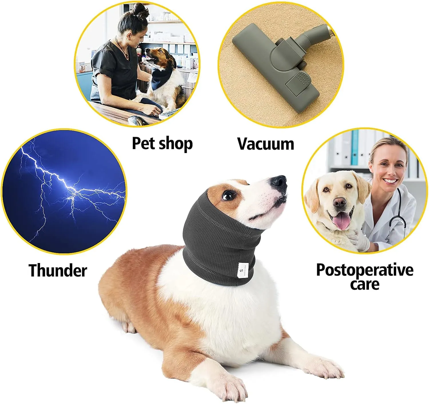 Quiet Ears for Dogs Hats Hoodies Dog's Ear Muffs Headband Noise Ear Protection for Dogs,Grey/Blue M
