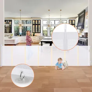 Retractable Baby Gates Extra Wide 120'', 35" Tall Retractable Dog Gate for Large Openings, Upgraded Retractable Gate with Fiberglass,Extra Large Retractable Pet Gate for Dogs, Indoor&Outdoor
