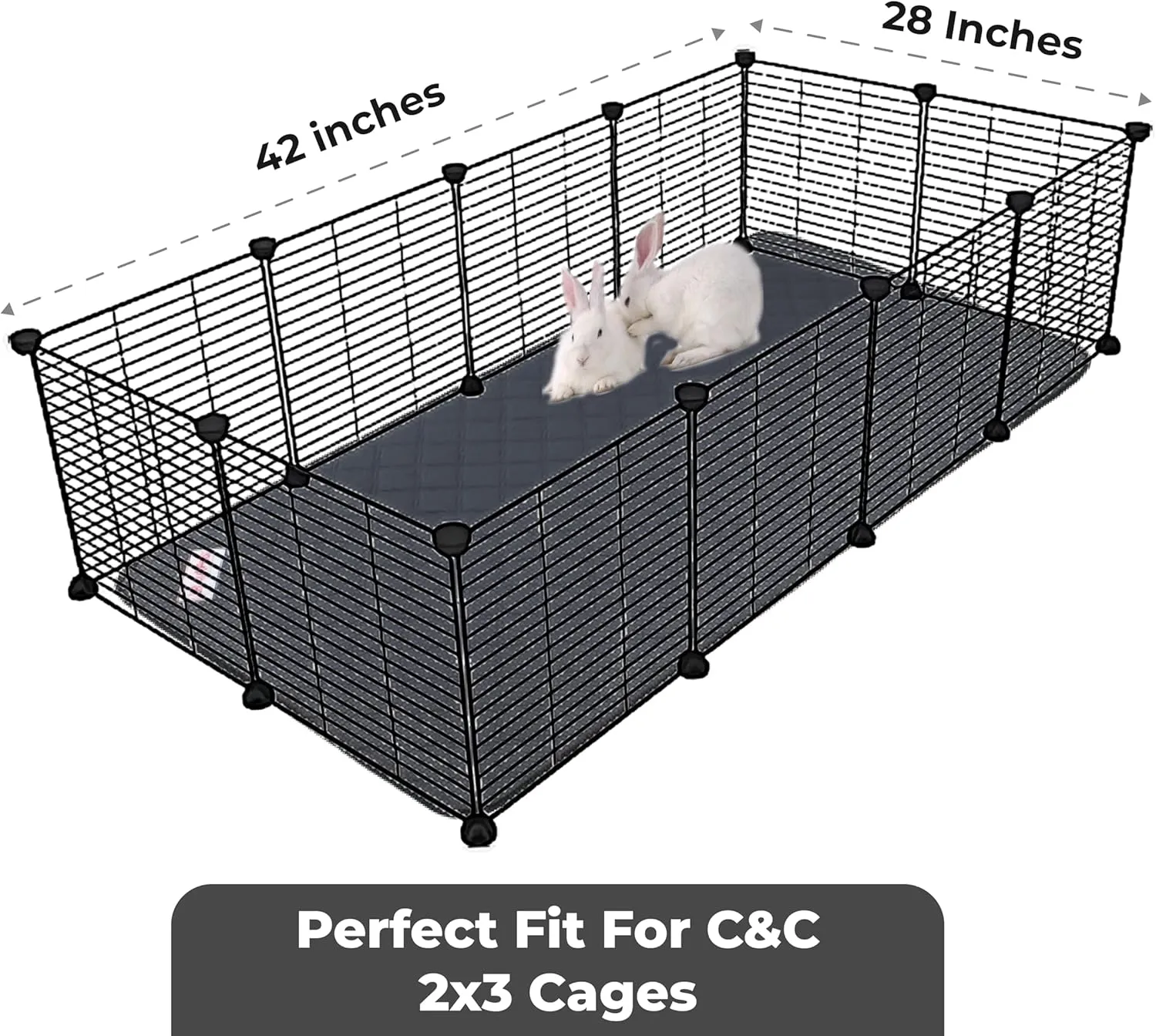Reusable Guinea Pig Cage Liners for C&C 2x3 Habitats, 2 Pcs, Easier to Clean Than Fleece, Soft, Absorbent & Washable Rabbit Bedding, Reusable Guinea Pig Pee Pads for Dogs & Small Animals