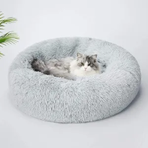 Round Plush Calming Donut Cat Bed Nest