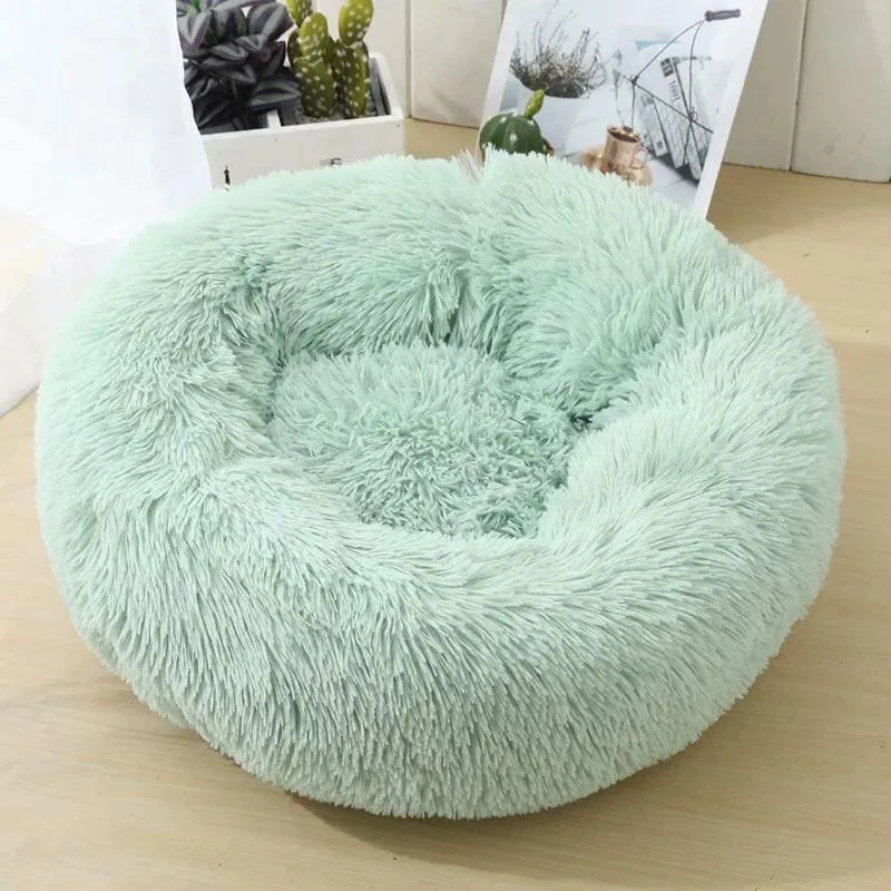 Round Plush Calming Donut Cat Bed Nest