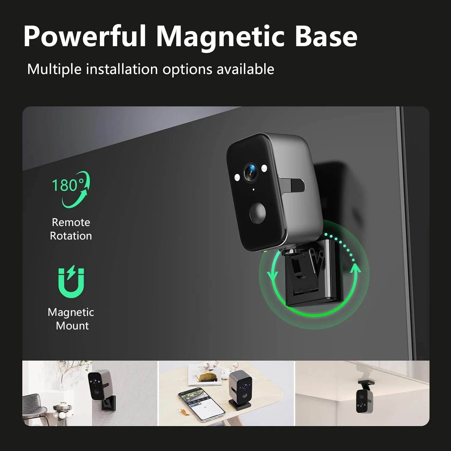 Security Cameras Wireless Outdoor,5G WiFi Magnetic Pet/Baby Camera,2K Pan Rotating 180 Siren Indoor Home Cameras Battery Powered with Color Night Vision,AI Detection, 2-Way Talk, IP65 (2)