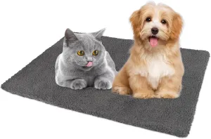 Self Heating cat Bed, Fluffy Self Heating Pad for Dogs and Cats, Warming Thermal Cat Beds with Non-Slip Base and Machine Washable for Indoor Outdoor Cats, Dogs (Grey)