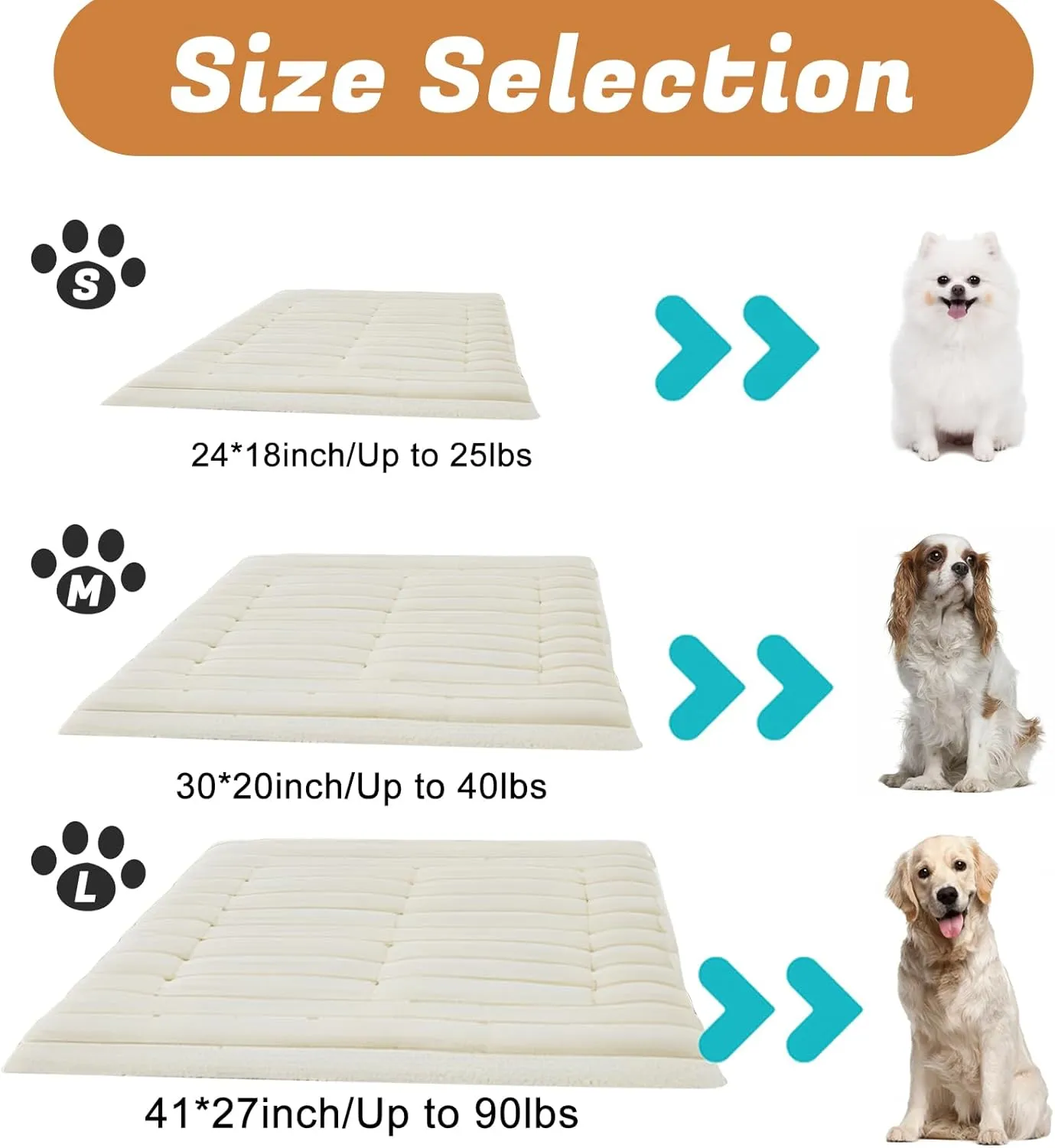 Self-Warming Cat Bed Pad, Self Heating Cat Mat Heated Dog Crate Pad, Extra Warm Thermal Pet Pad Blanket for Indoor with Soft Corduroy Velvet Cover Non-Slip Bottom Washable(S, White, 24'' x 18'')