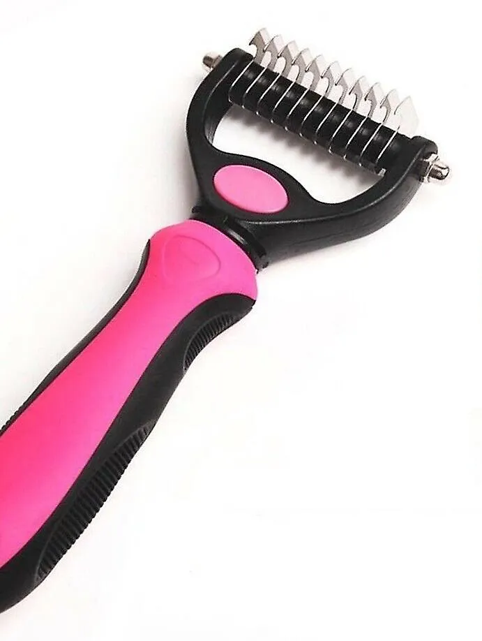 small red Pet Fur Knot Cutter Dog Grooming Shedding Tools Cat Hair Removal Comb AZ10783