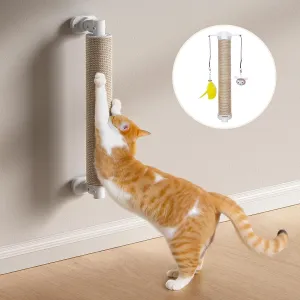 SVD.PET 20.5" Cat Scratching Post Wall Mounted With Hanging Toys, Jute Scratcher for Indoor Large and Small Cats, Wall Furniture