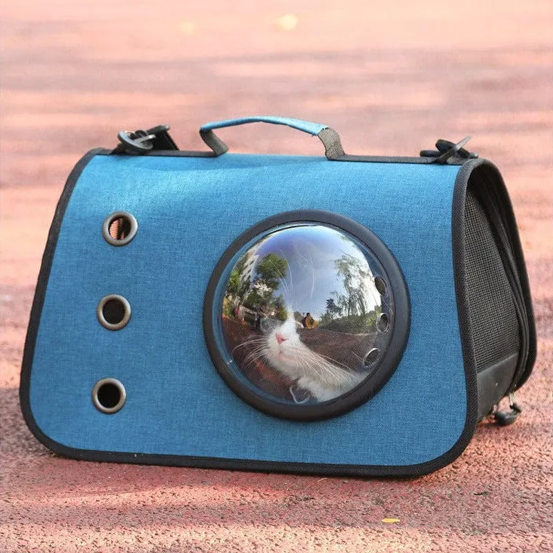 Three-Hole Breathable Linen Space Cover Foldable Cat Bagpet Carriers 40*25*25Cm