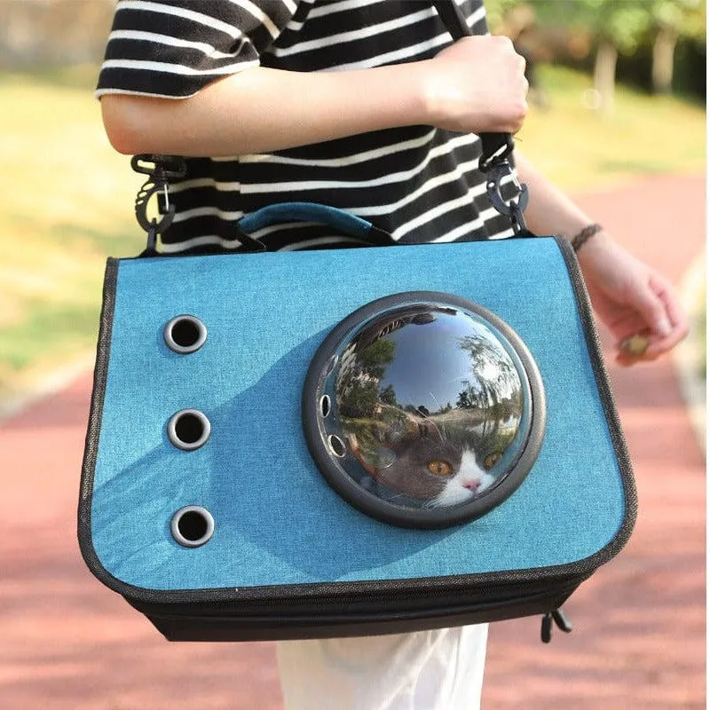 Three-Hole Breathable Linen Space Cover Foldable Cat Bagpet Carriers 40*25*25Cm