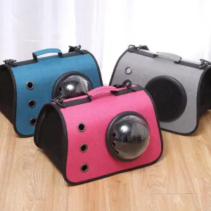 Three-Hole Breathable Linen Space Cover Foldable Cat Bagpet Carriers 40*25*25Cm