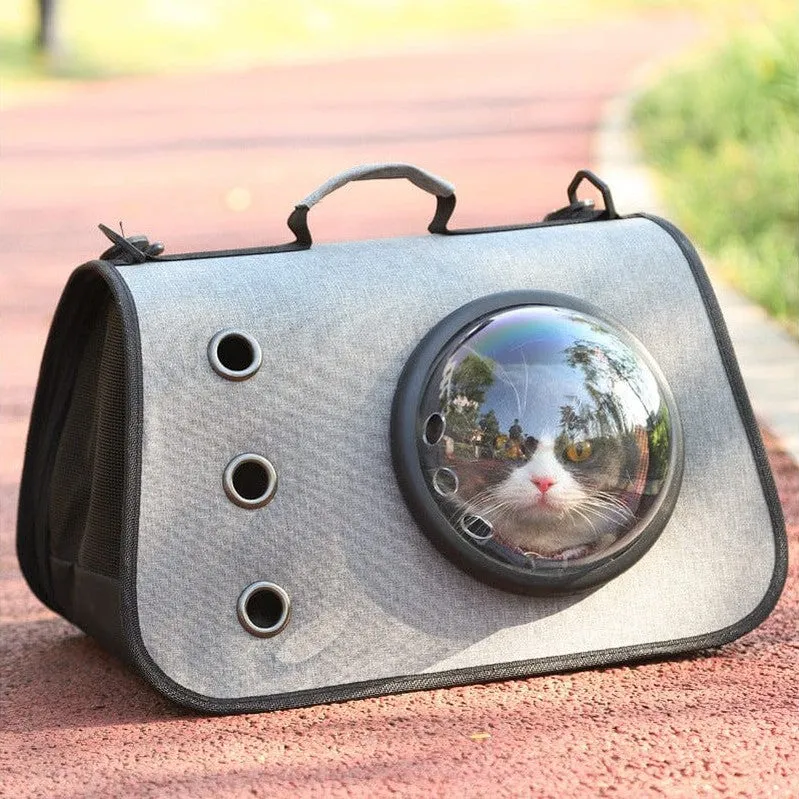 Three-Hole Breathable Linen Space Cover Foldable Cat Bagpet Carriers 40*25*25Cm