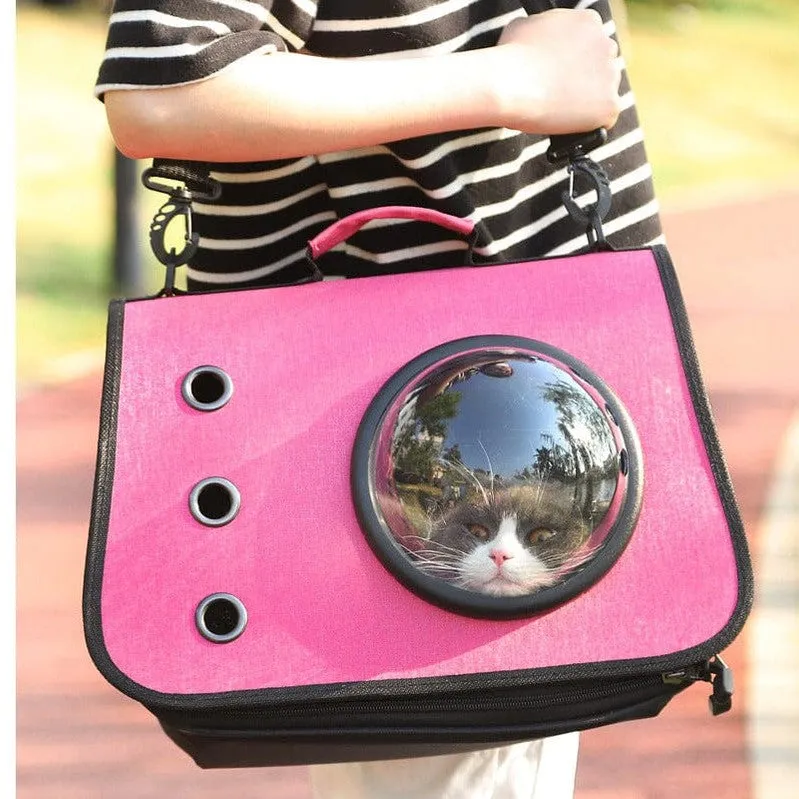 Three-Hole Breathable Linen Space Cover Foldable Cat Bagpet Carriers 40*25*25Cm