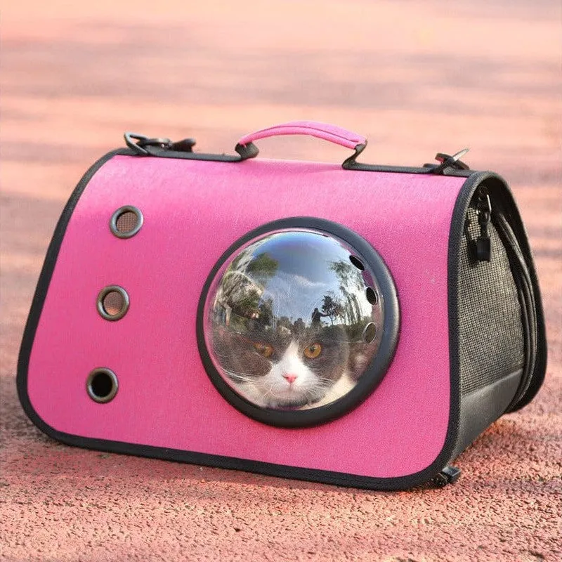 Three-Hole Breathable Linen Space Cover Foldable Cat Bagpet Carriers 40*25*25Cm