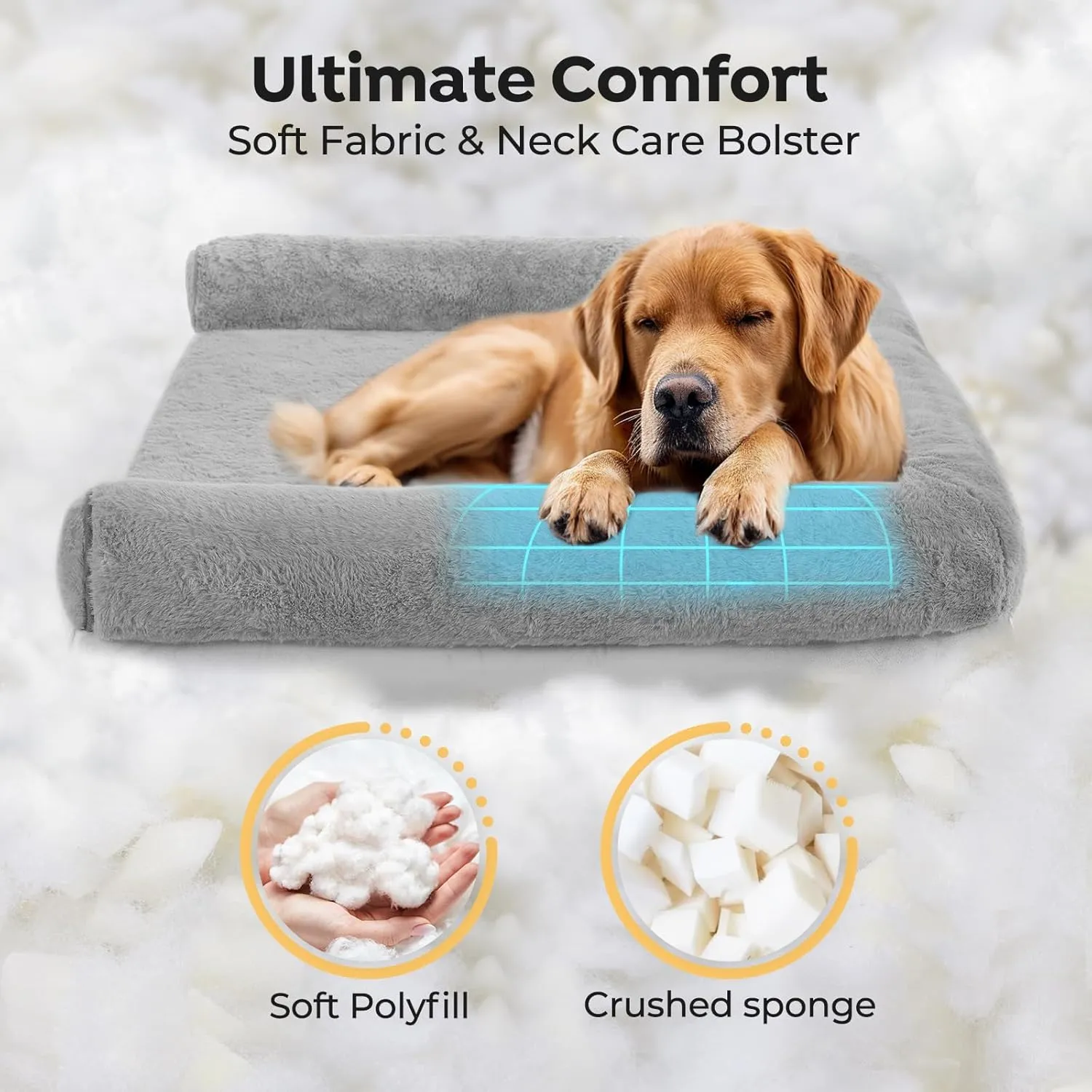 Veehoo Memory Foam Orthopedic Dog Beds-Washable Dog Bed with Removable Dutch Velvet Cover, Memory Foam Pet Bed with Sides-Non-Slip Sofa Couch for Medium Small Dogs, 29 * 20 in