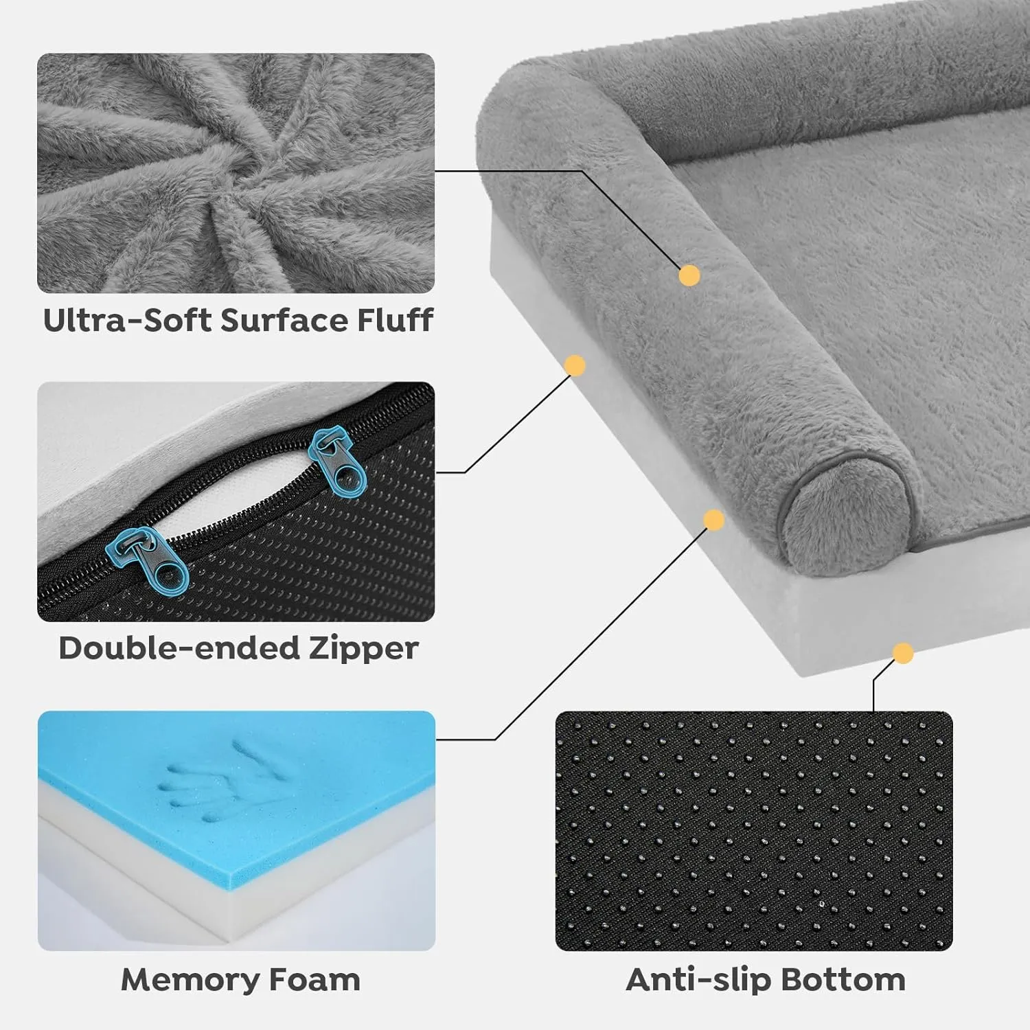 Veehoo Memory Foam Orthopedic Dog Beds-Washable Dog Bed with Removable Dutch Velvet Cover, Memory Foam Pet Bed with Sides-Non-Slip Sofa Couch for Medium Small Dogs, 29 * 20 in